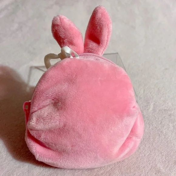 Happy Go Fluffy Pink Kawaii Plush Bunny Coin Pouch Clip -NWOT - Picture 4 of 10